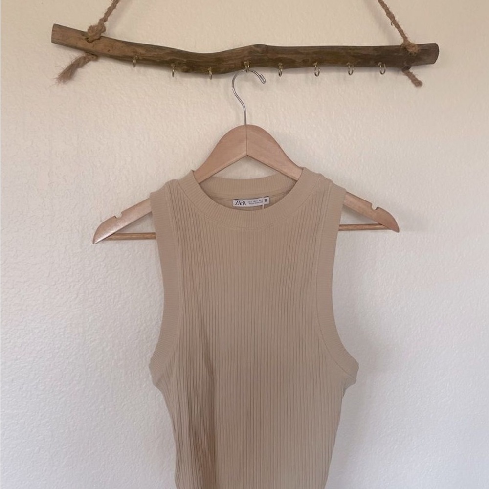 Taupe Ribbed Sleeveless Top